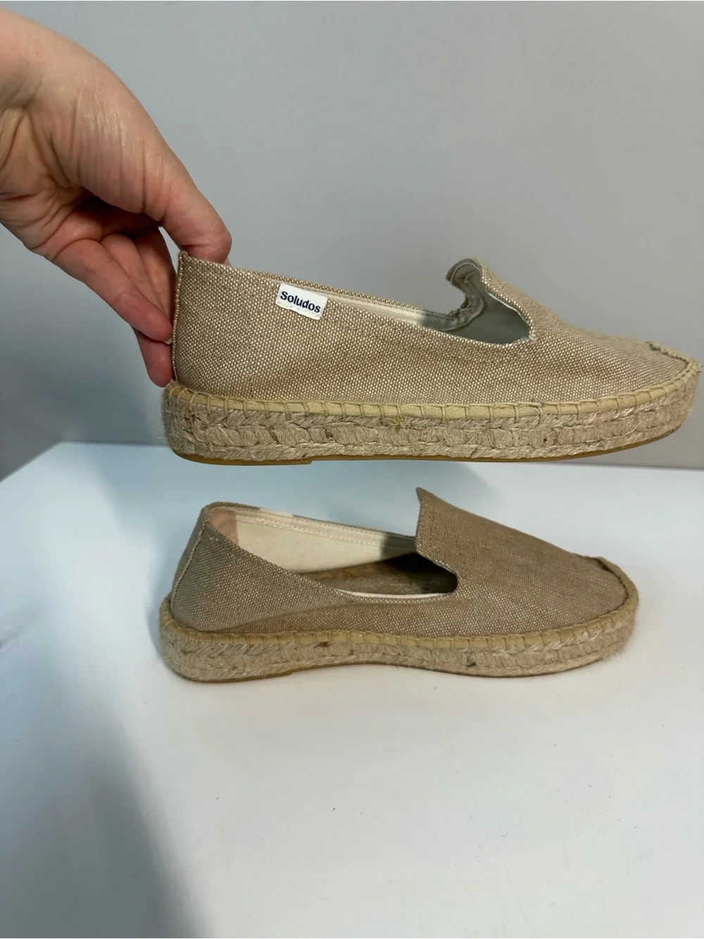 Soludos Platform Espadrille Smoking Slipper Classic Natural Size 7